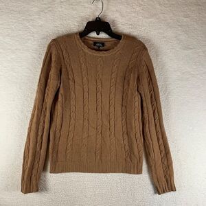 A.P.C. Women's Cashmere Wool Cable-Knit Brown Crewneck Pullover‎ Sweater Size M